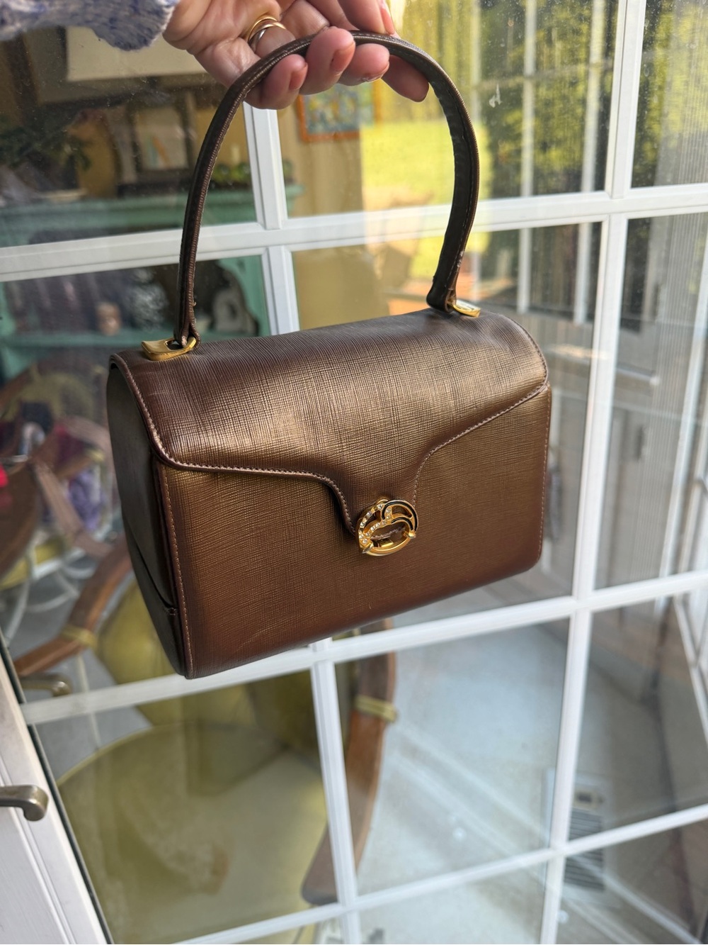 Vintage 1960s Schiavi small bronze box purse